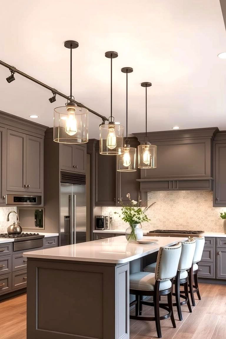 Pendant Track Elegance - 24 Kitchen Track Lighting Ideas