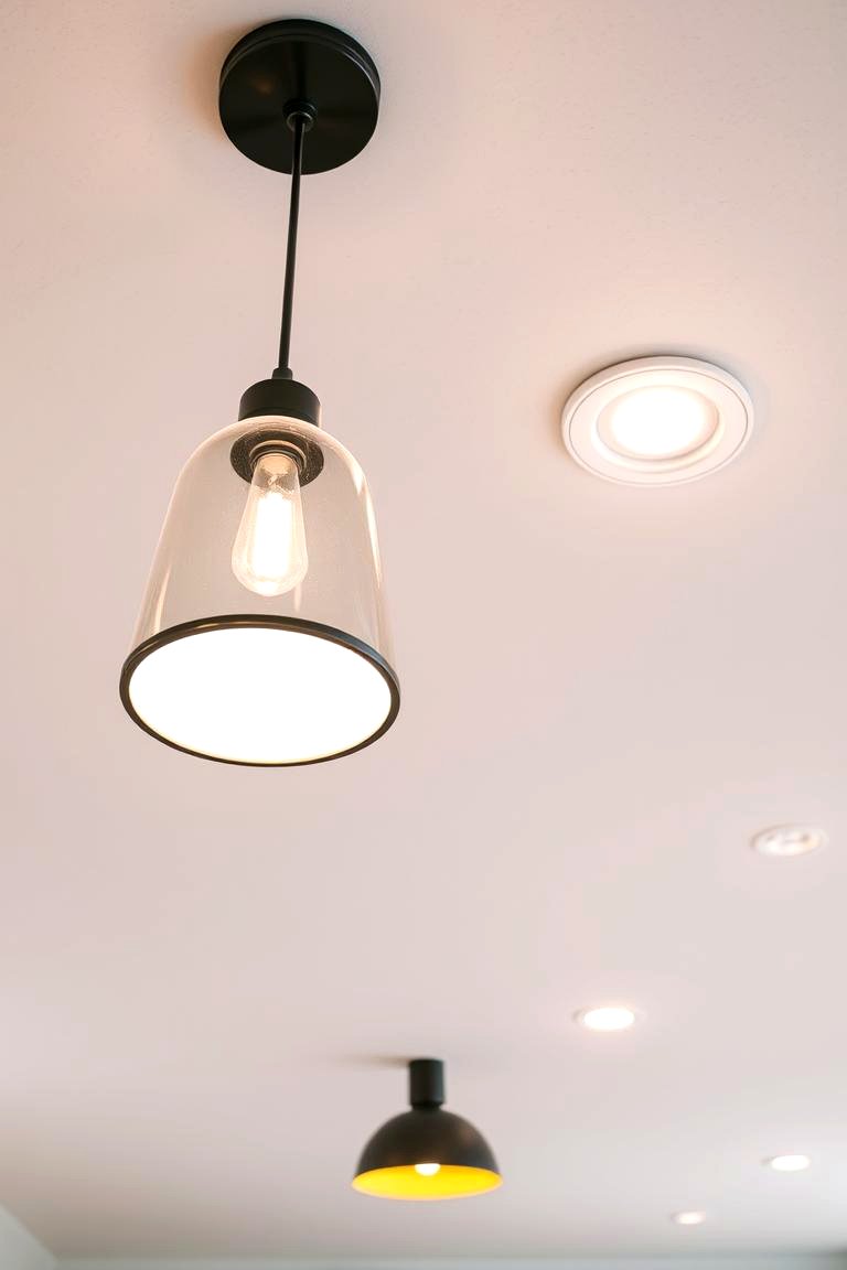 Pendant and Recessed Combo - 24 Drop Ceiling Lighting Ideas