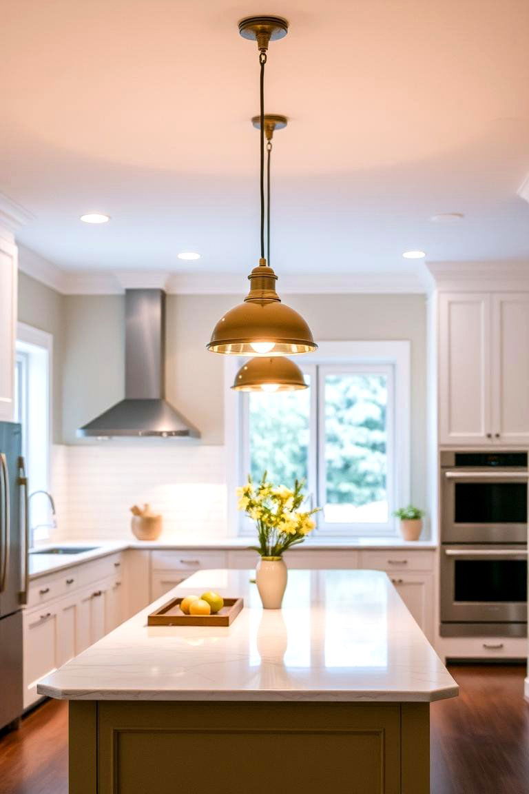 Peninsula with Overhead Lighting - 24 Kitchen Peninsula Ideas