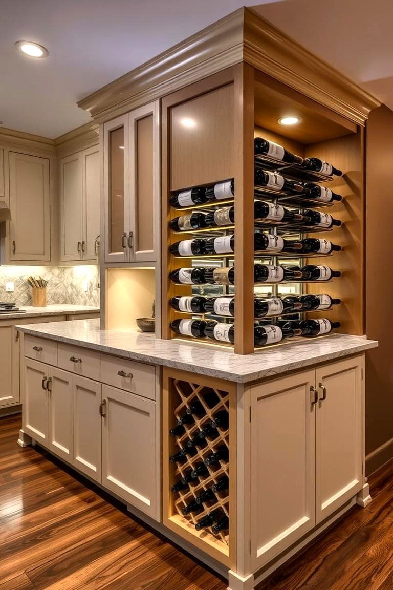 Peninsula with Wine Rack - 24 Kitchen Peninsula Ideas