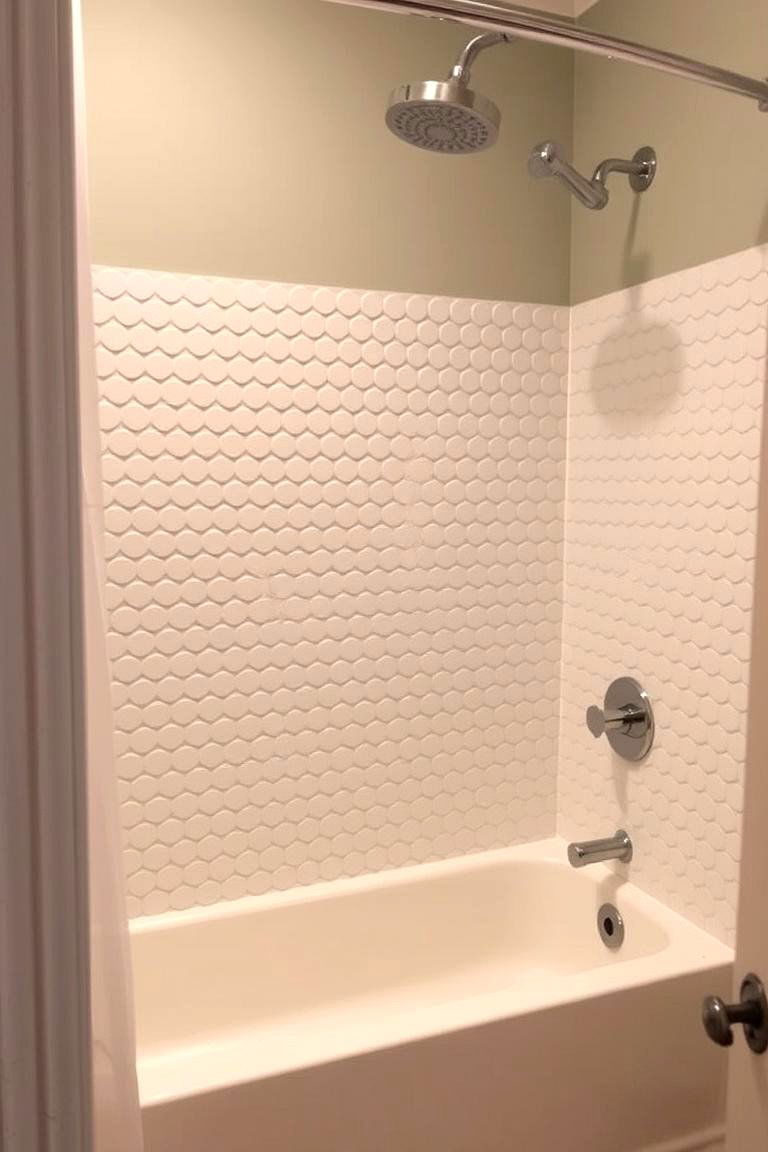 Penny Tile Accent Wall - 24 Tub-shower Combo Ideas