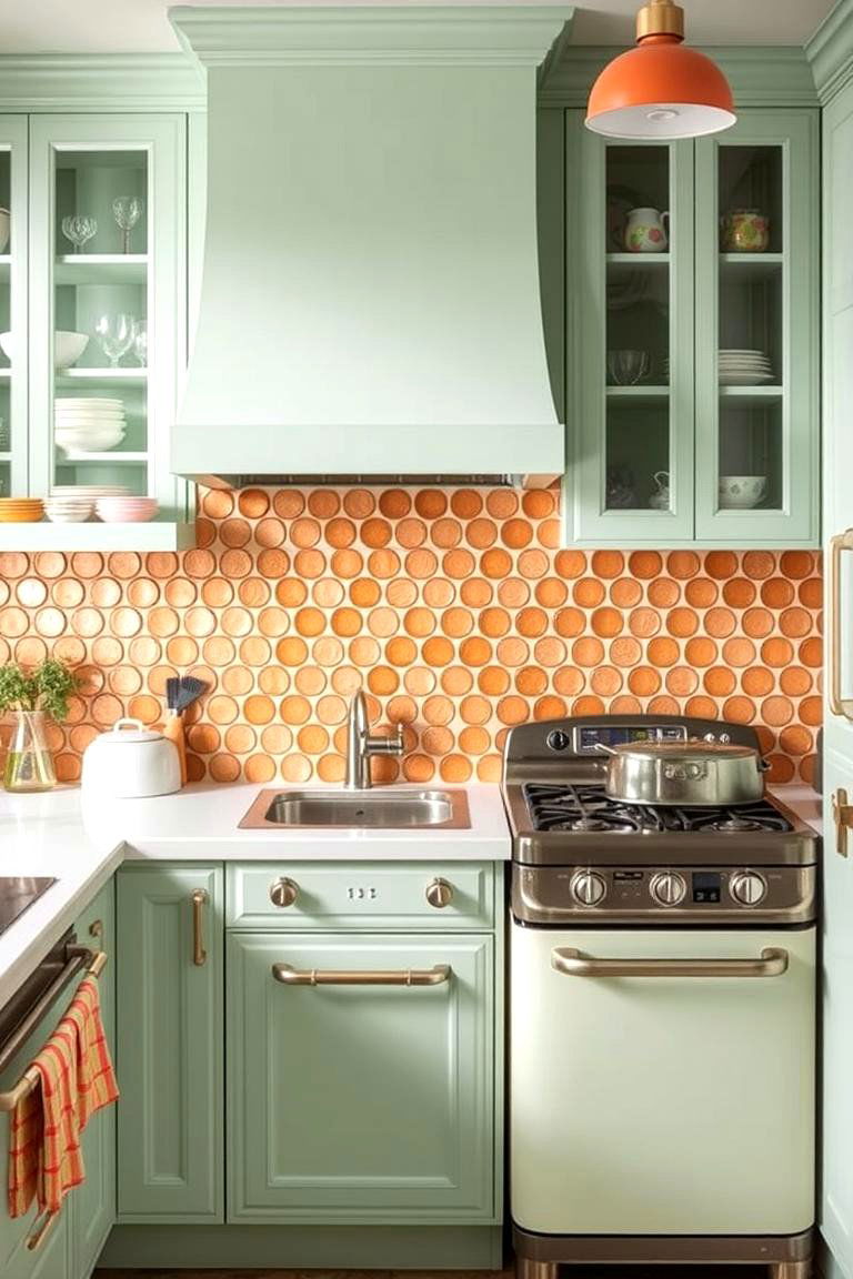 Penny Tile Splashback for Vintage Charm - 24 Kitchen Splashback Ideas