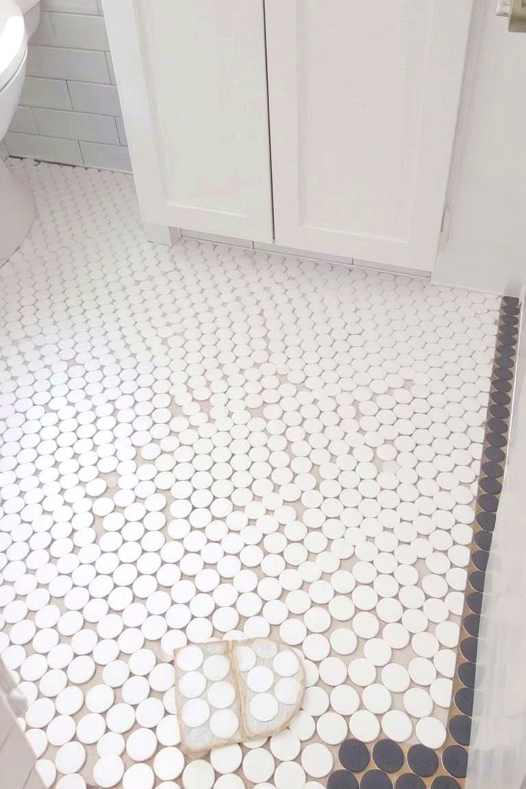 Penny Tile with a Border - 24 Penny Tile Bathroom Floor Ideas