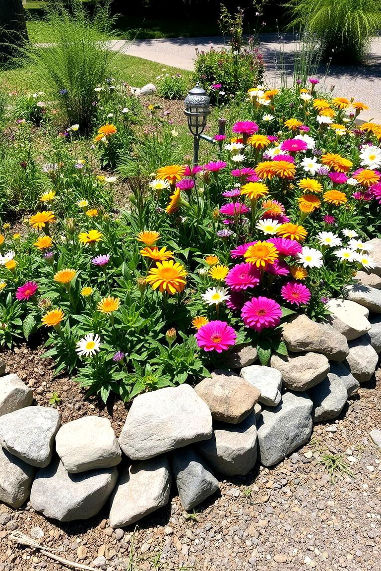 Perennial Flower Bed Outline - 24 River Rock Edging Ideas