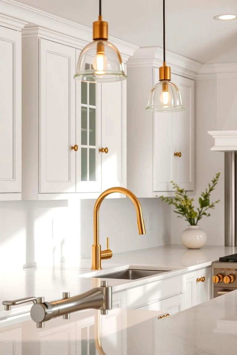 Perfect for Both Small and Large Kitchens - 24 White Kitchen Cabinets With Gold Hardwar