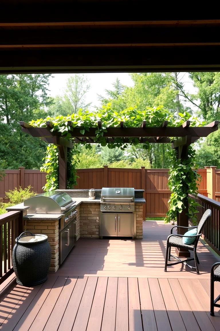 Pergola Covered Kitchen - 24 Outdoor Kitchen on Deck