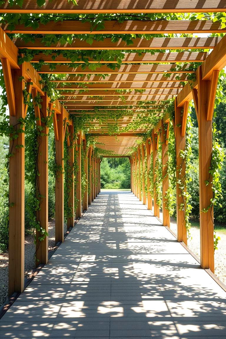 Pergola Covered Wooden Walkway - 24 Wooden Walkway Ideas