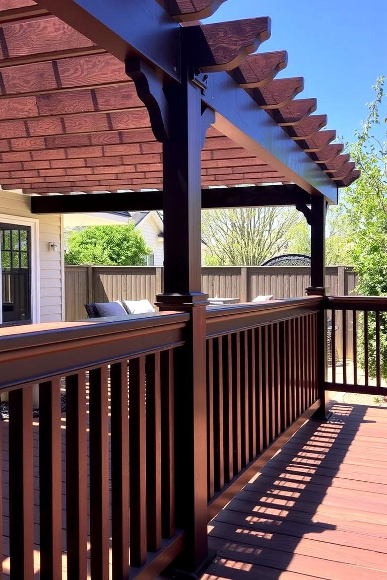 Pergola Style Railing - 24 Wood Deck Railing Ideas