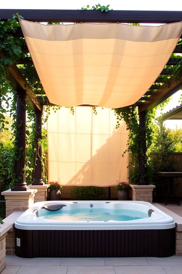 Pergola for Shade and Style - 24 Hot Tub Landscaping Ideas