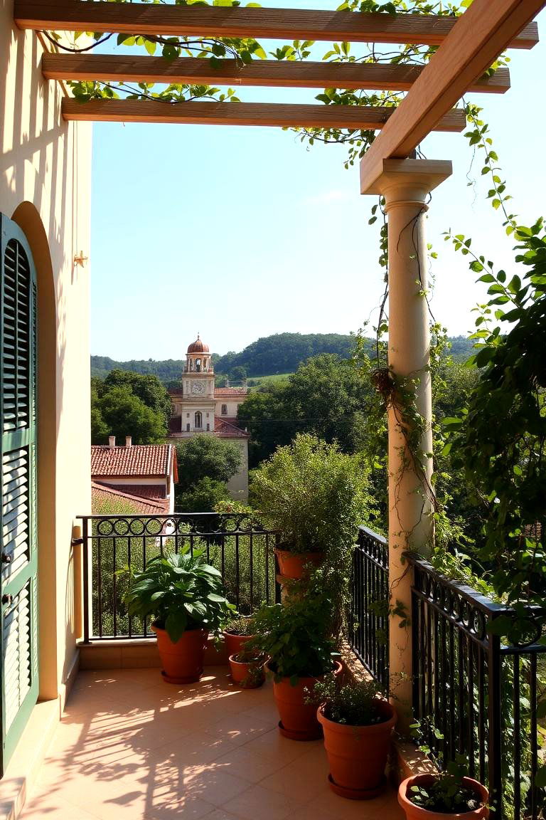 Pergola with Climbing Plants - 24 Balcony Shade Ideas