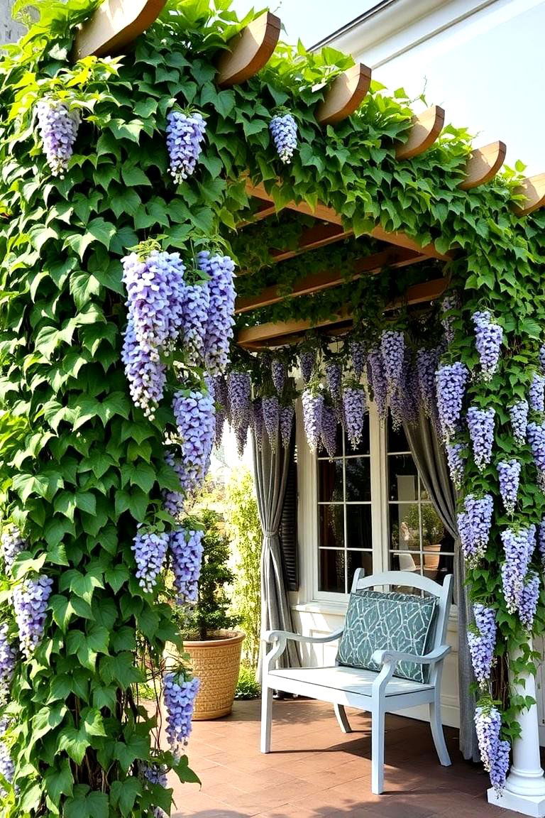 Pergola with Climbing Vines - 24 Front Porch Pergola Ideas