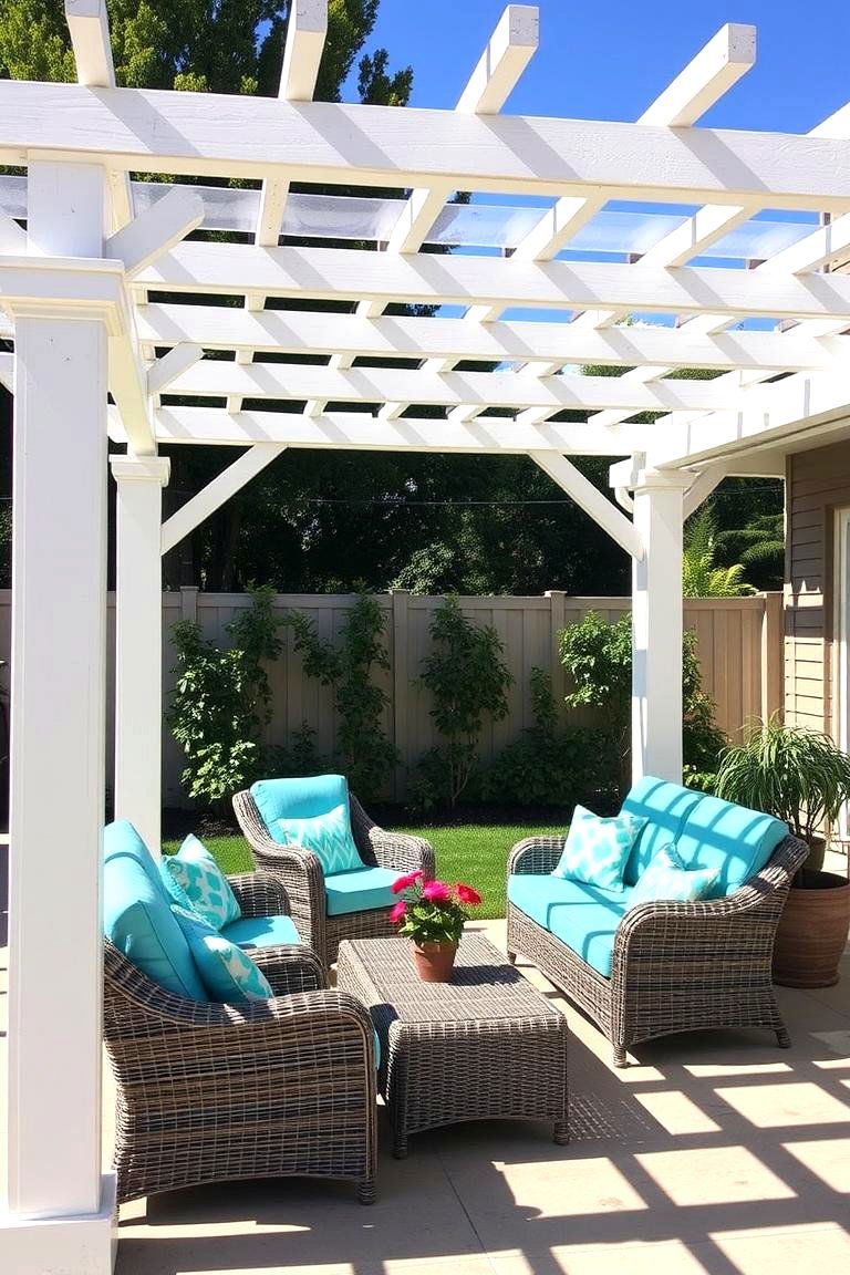 Pergola with Colorful Accents - 24 Patio Pergola Ideas