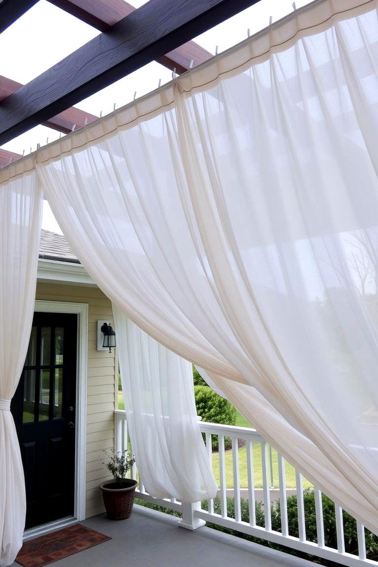 Pergola with Curtains - 24 Front Porch Pergola Ideas