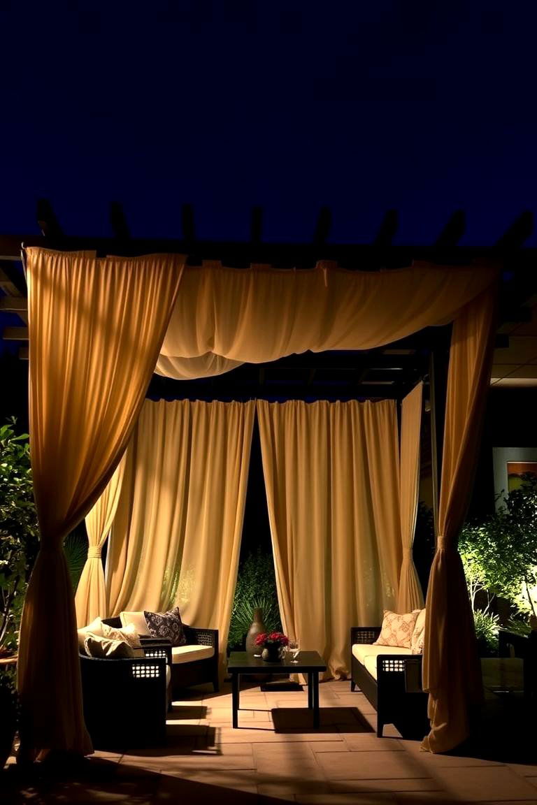 Pergola with Drapes - 24 Attached Covered Patio Ideas