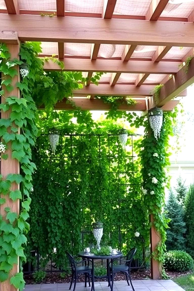 Pergola with Draping Plants - 24 Outdoor Privacy Screen Ideas