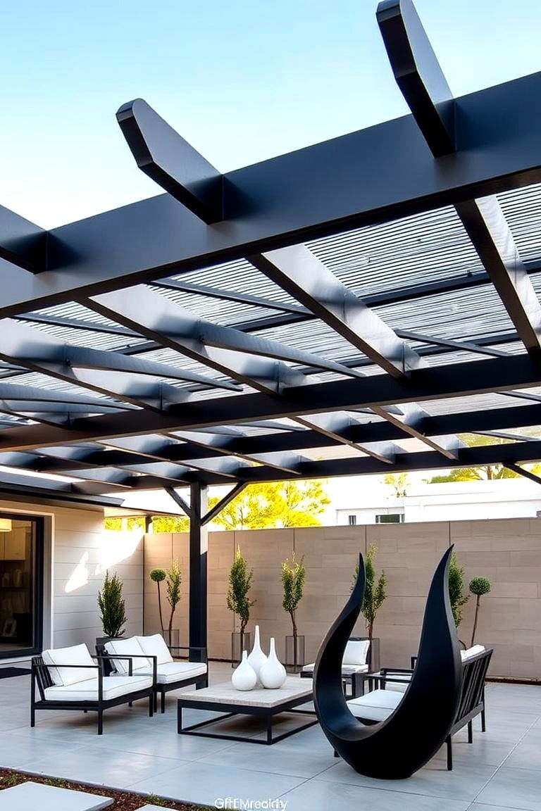 Pergola with Geometric Design - 24 Patio Pergola Ideas