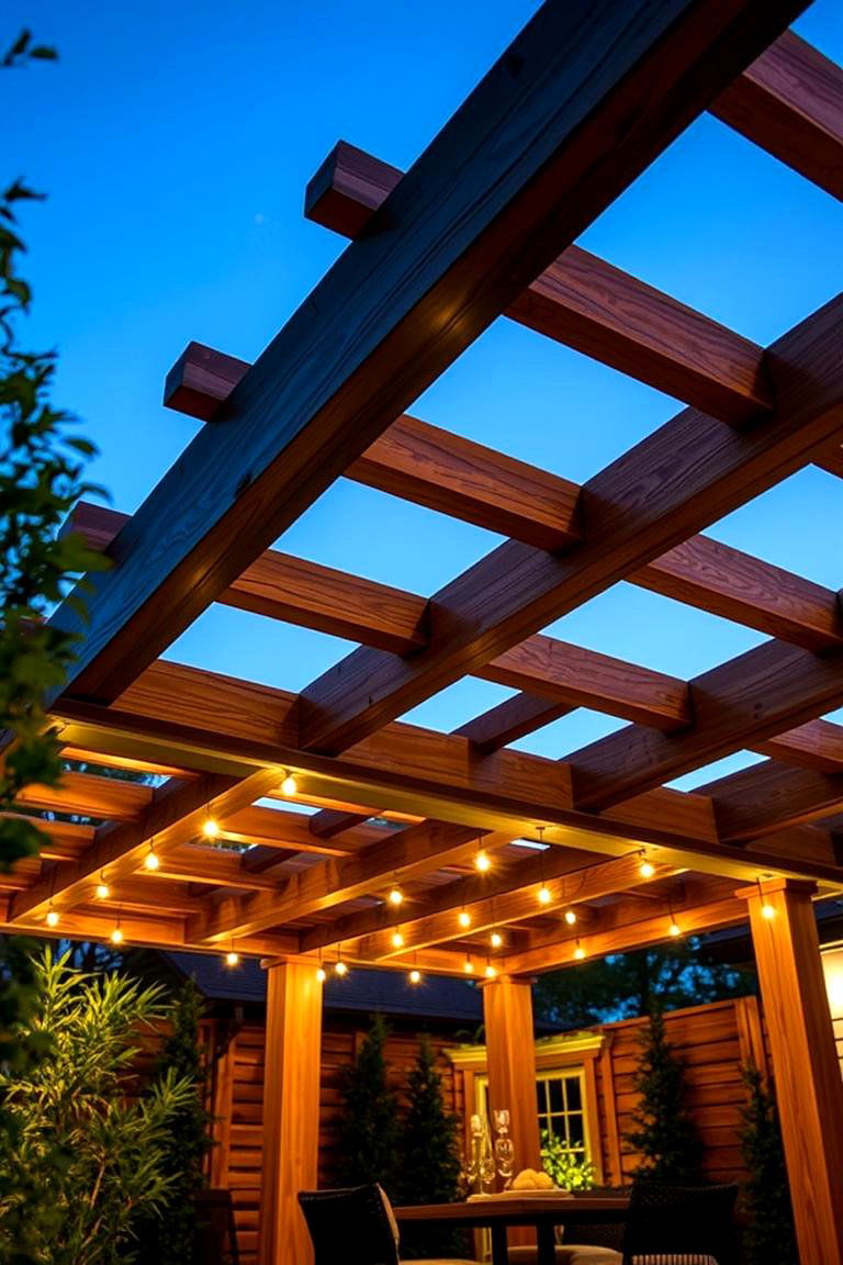 Pergola with Integrated Lighting - 24 Deck Roof Ideas