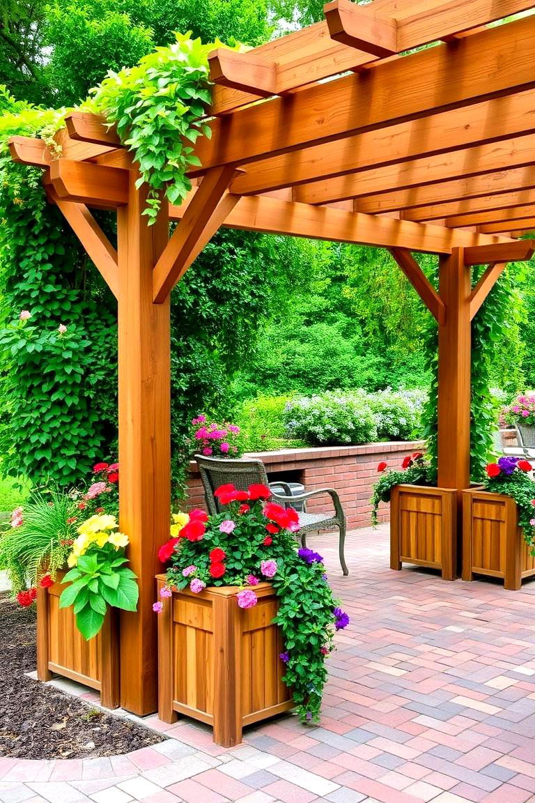 Pergola with Integrated Planters - 24 Patio Pergola Ideas