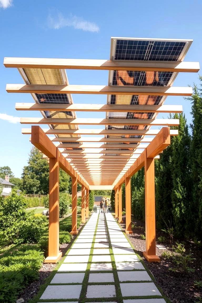 Pergola with Integrated Solar Panels - 24 Pergola Roof Ideas