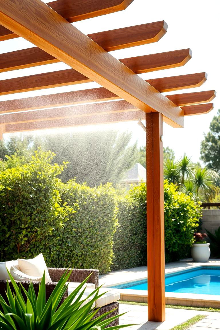 Pergola with Misting System - 24 Pool Shade Ideas