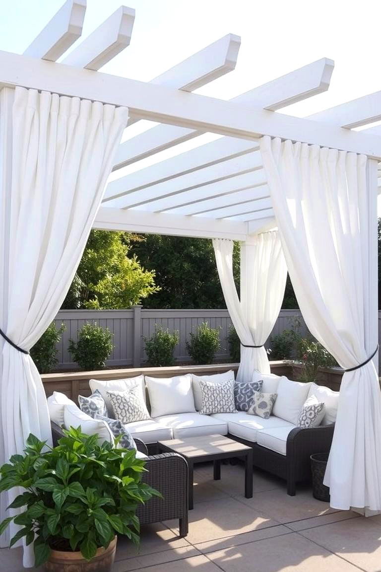 Pergola with Outdoor Curtains - 24 Patio Pergola Ideas