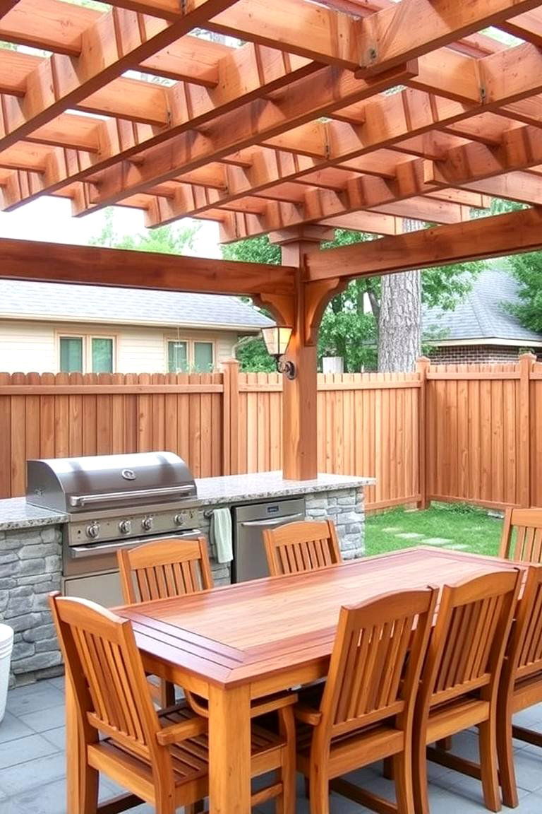 Pergola with Outdoor Kitchen Integration - 24 Outdoor Dining Area Ideas