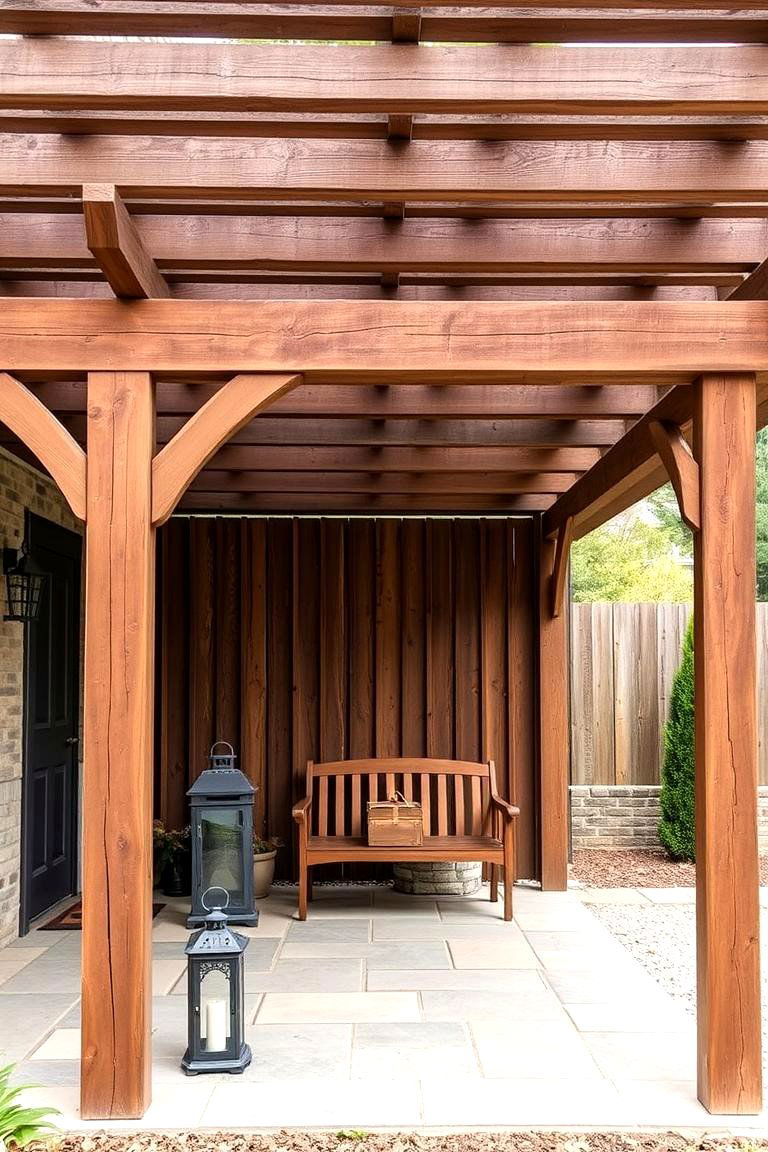 Pergola with Rustic Wood Finish - 24 Patio Pergola Ideas