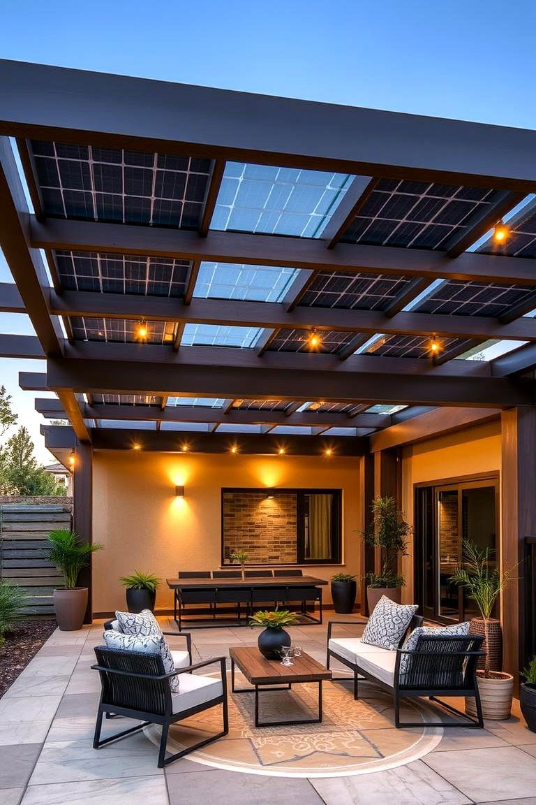 Pergola with Solar Panels - 24 Patio Pergola Ideas