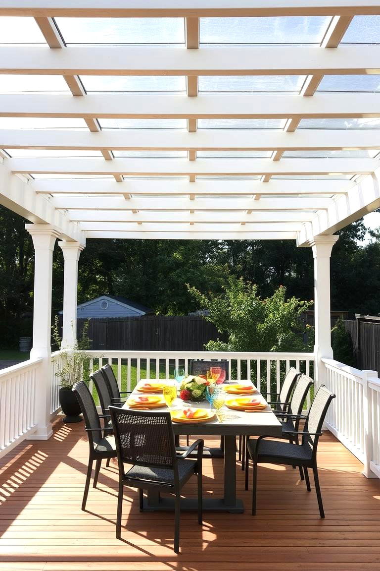 Pergola with Translucent Panels - 24 Partially Covered Deck Ideas
