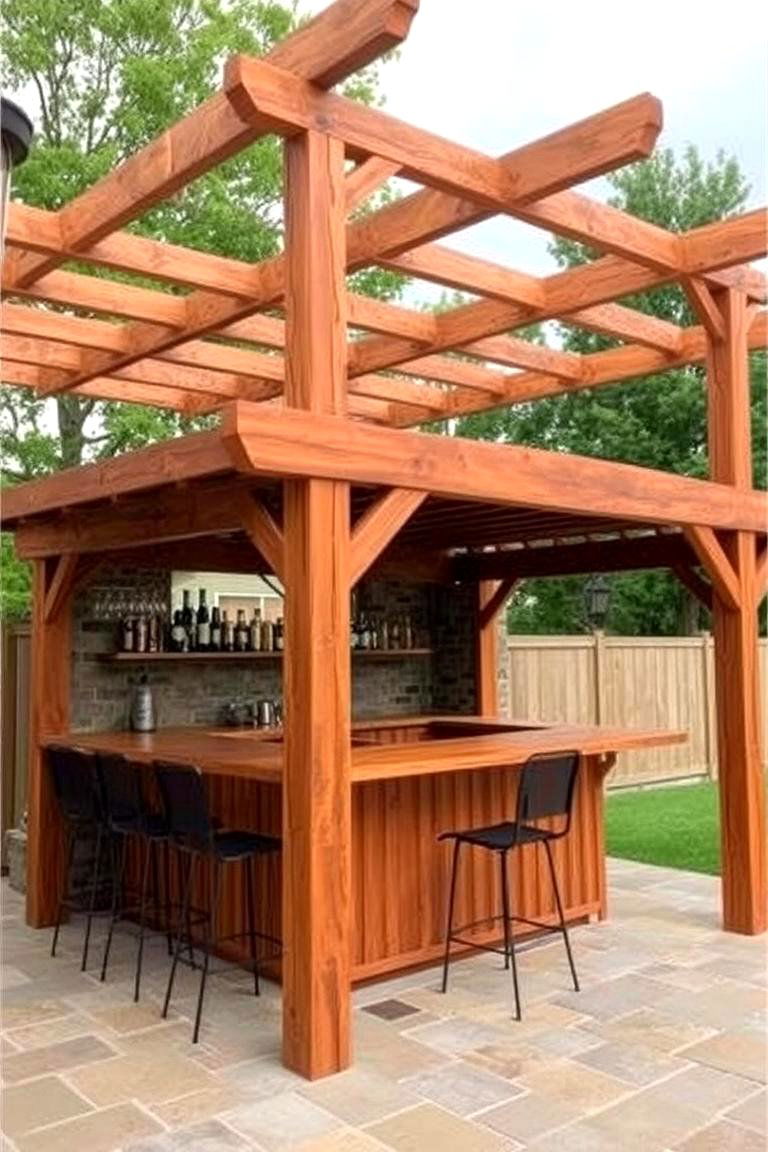 Pergola with a Bar Area - 24 Patio Pergola Ideas