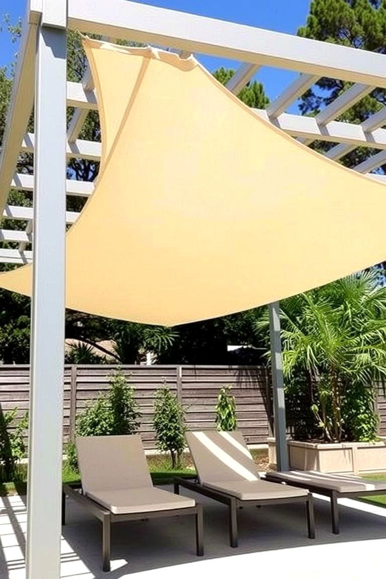 Pergola with a Canvas Sail Shade - 24 Patio Pergola Ideas
