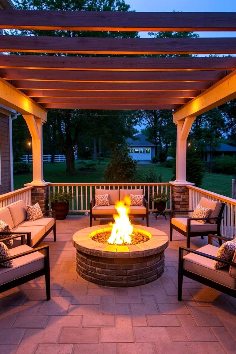 Pergola with a Fire Pit - 24 Front Porch Pergola Ideas