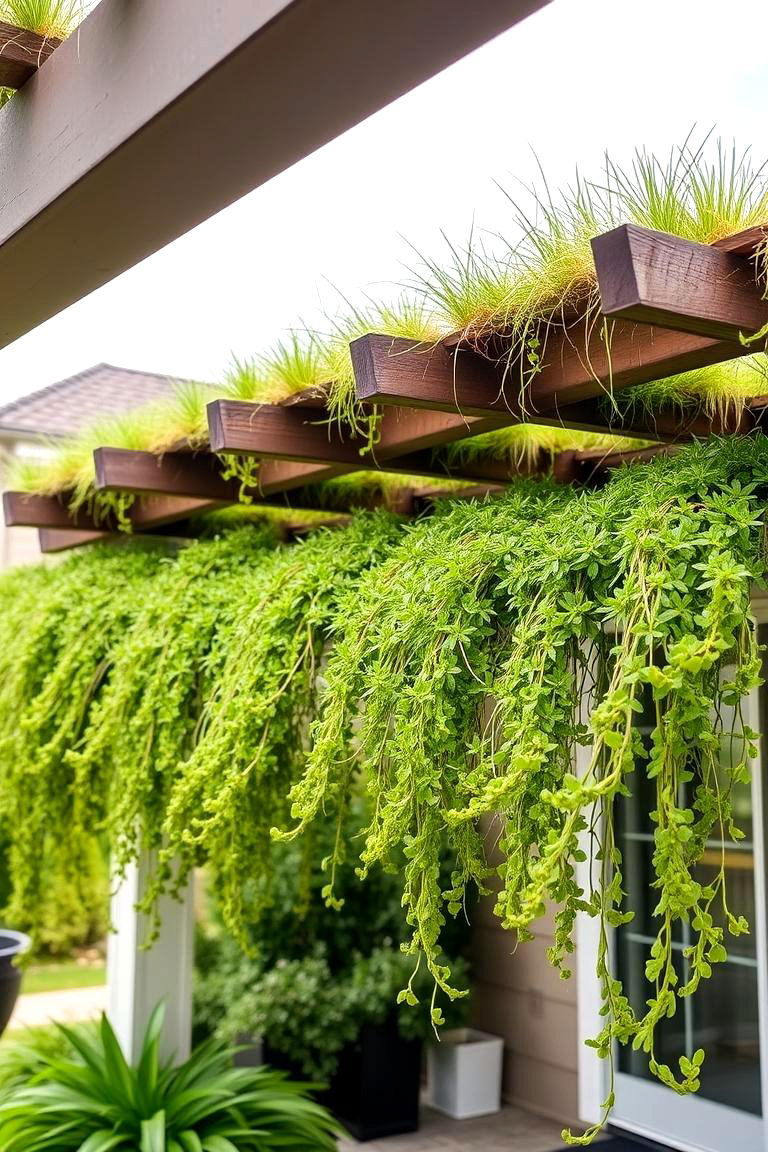 Pergola with a Green Roof - 24 Front Porch Pergola Ideas
