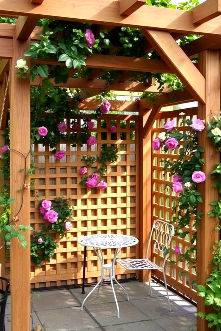 Pergola with a Trellis Wall - 24 Patio Pergola Ideas