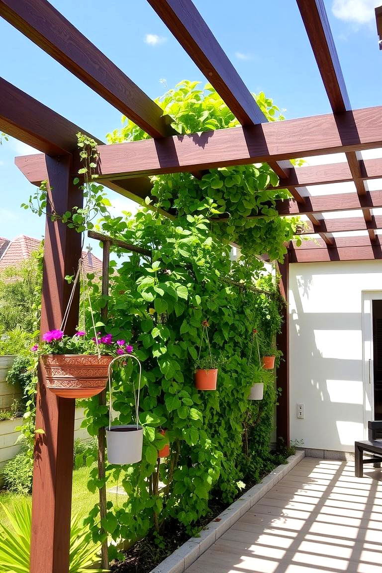 Pergola with a Vertical Garden - 24 Front Porch Pergola Ideas
