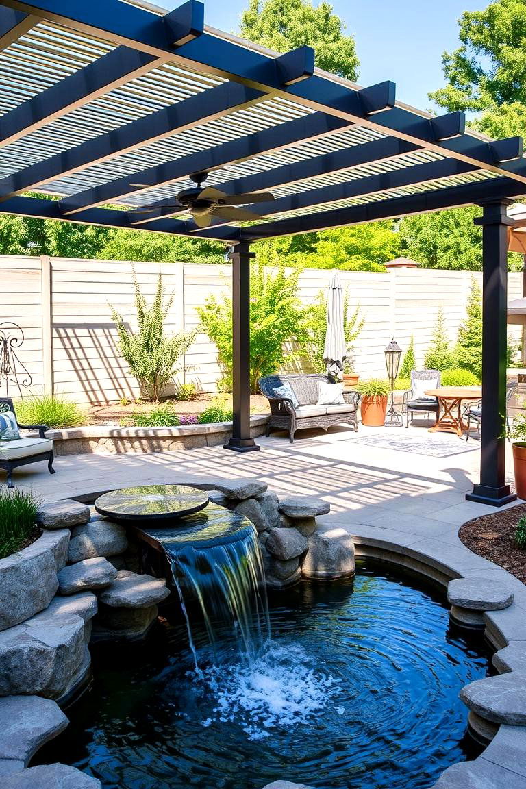 Pergola with a Water Feature - 24 Patio Pergola Ideas