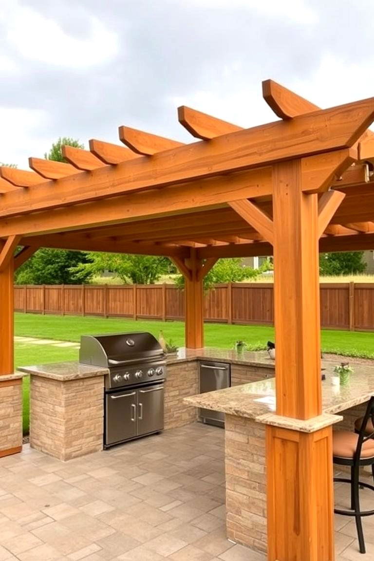 Pergola with an Outdoor Kitchen - 24 Patio Pergola Ideas