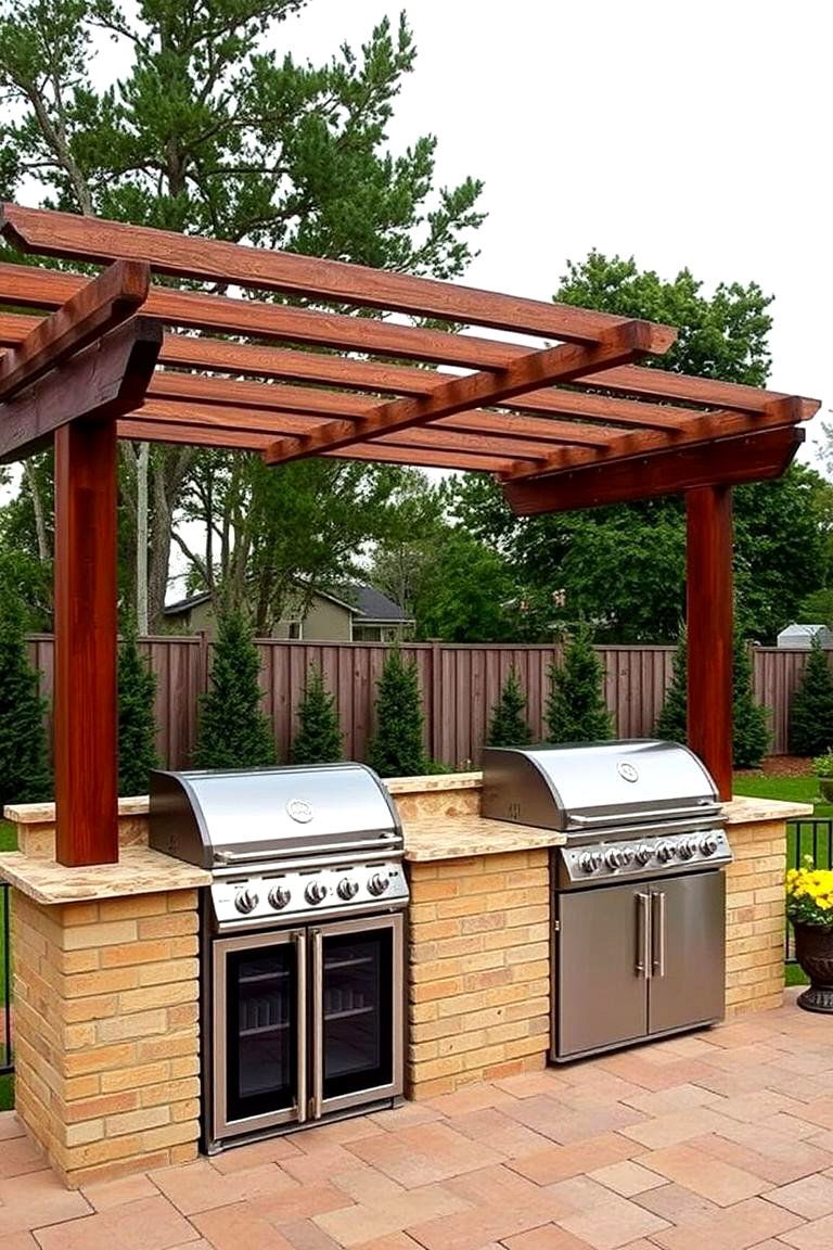 Pergola with an Outdoor Kitchen - 24 Front Porch Pergola Ideas