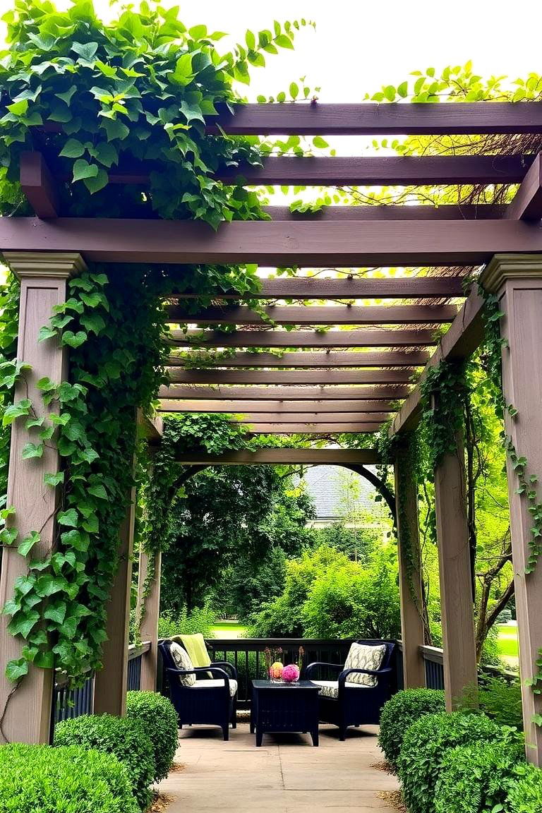 Pergolas with Climbing Ivy - 24 Backyard Privacy Ideas