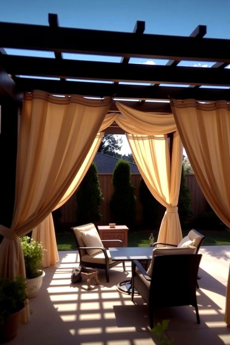 Pergolas with Drapes for Shade and Privacy - 24 Patio Privacy Ideas
