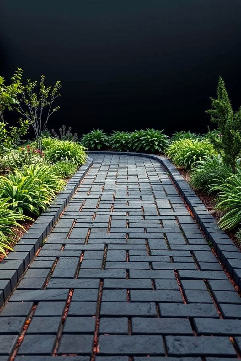 Perimeter Border Black Brick Walkway - 24 Black Brick Walkway Ideas
