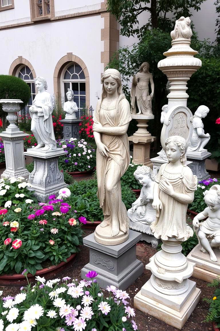 Period Garden Statues Display - 24 Vintage Garden Ideas