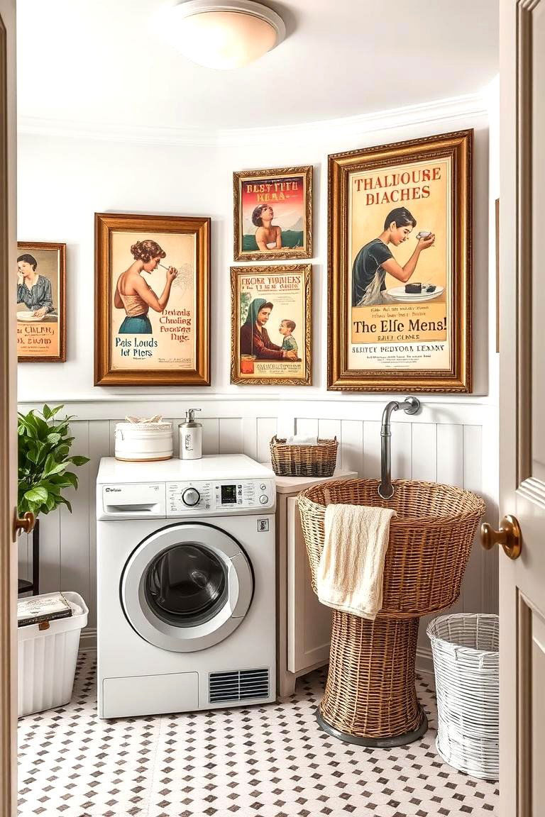 Period Specific Artwork - 24 Vintage Laundry Room Decor Ideas