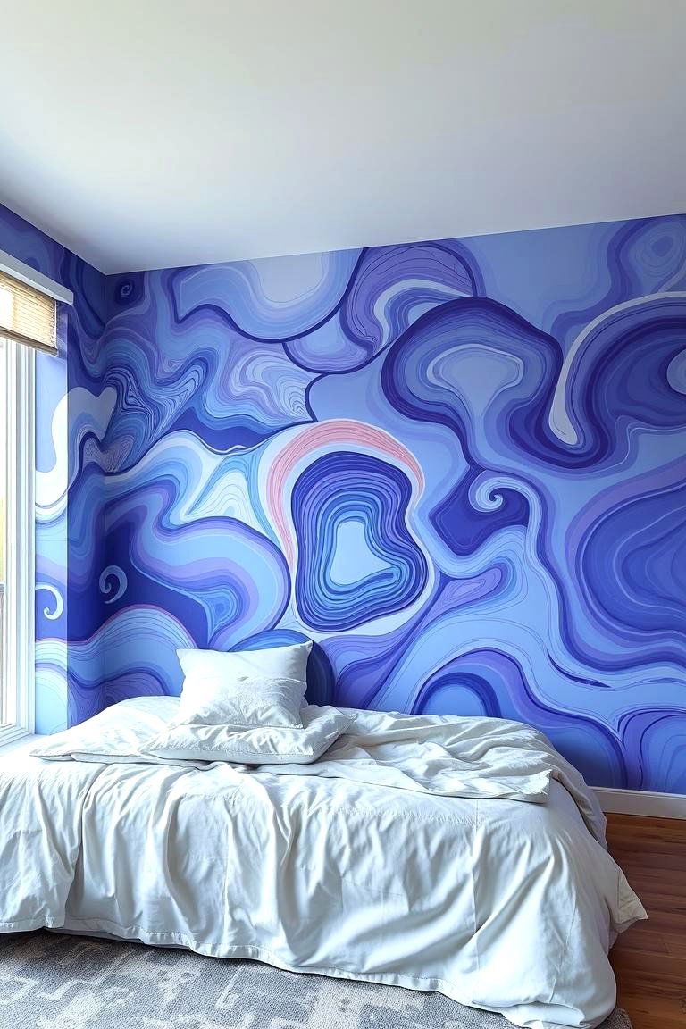 Periwinkle Artistic Murals - 24 Periwinkle Bedroom Ideas