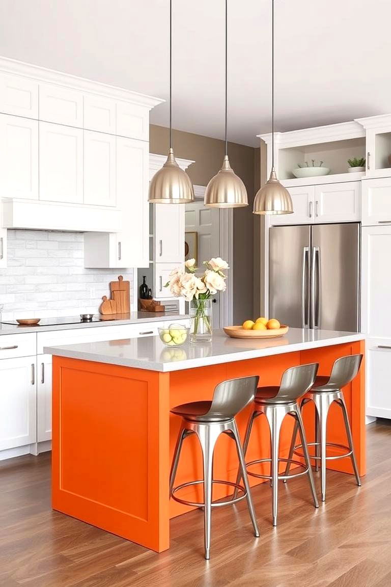 Persimmon Orange Kitchen Island - 24 Orange Room Ideas