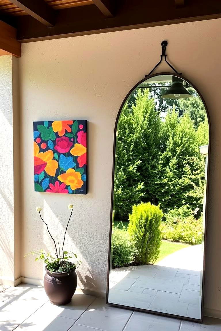 Personal Touch with Outdoor Art and Mirrors - 24 Privacy Patio Ideas