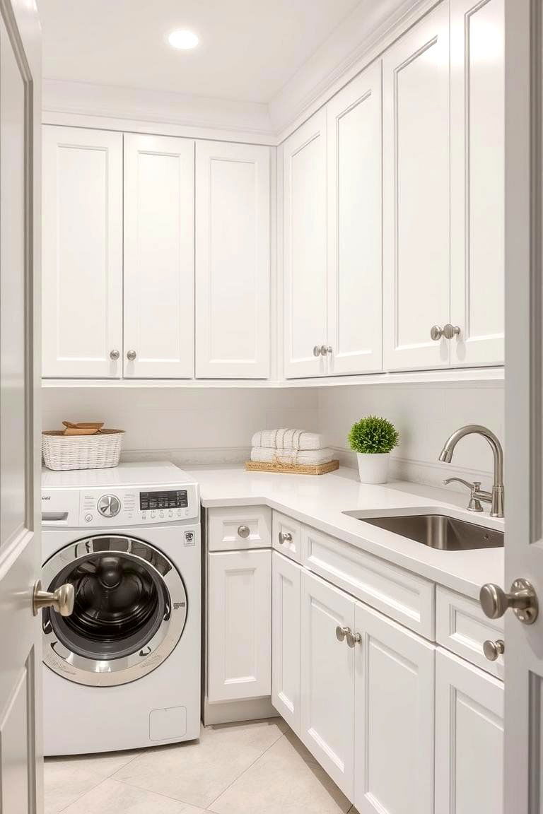Personalize with Decorative Knobs and Pulls - 24 White Laundry Room Ideas