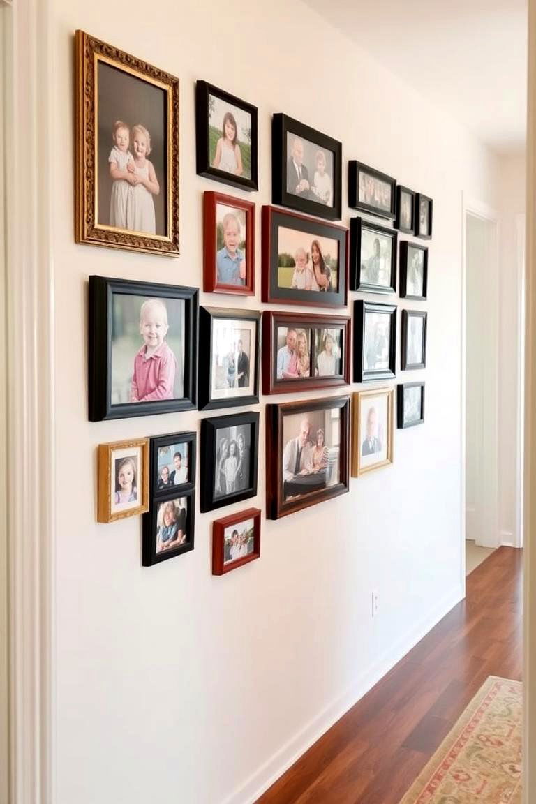 Personalize with a Family Photo Display - 24 Hallway Decor Ideas