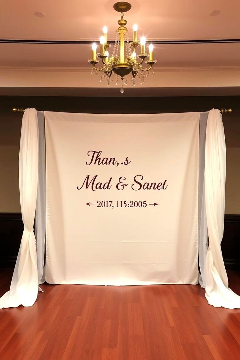 Personalized Banner Backdrop - 24 Wedding Altar Ideas