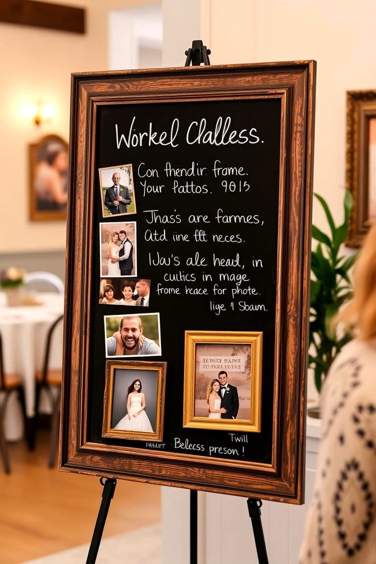 Personalized Chalkboard Frame Display - 24 Photo Wall Ideas